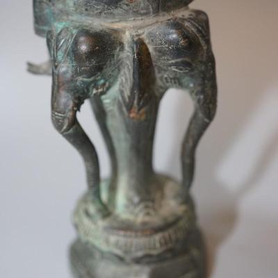 BRONZE ANTIQUE SCULPTURE HINDU DIETY RIDING ELEPHANT
