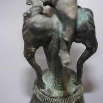 BRONZE ANTIQUE SCULPTURE HINDU DIETY RIDING ELEPHANT