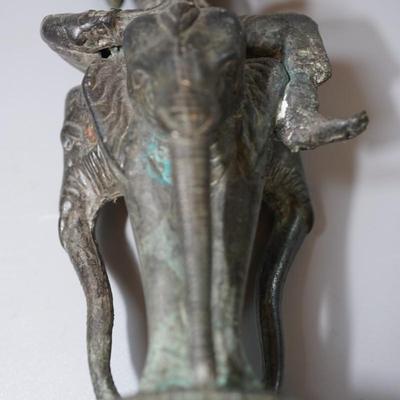 BRONZE ANTIQUE SCULPTURE HINDU DIETY RIDING ELEPHANT