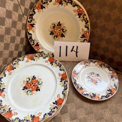 Black and orange china with gold trim