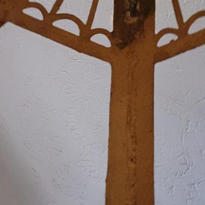 Antique Octagonal Ornate Slag Glass Table Lamp Curved Shade