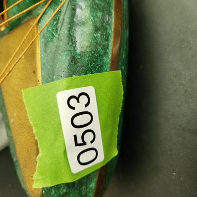 Vintage Handcrafted Sailboat Green Stone & Brass