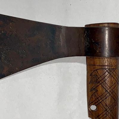 Native American Axe/Tomahawk with Carved Handle