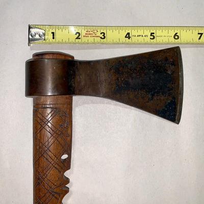 Native American Axe/Tomahawk with Carved Handle