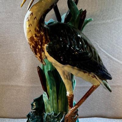 Antique Majolica Stork/Egret/Heron Vase Stick Stand? Holdcroft?