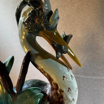 Antique Majolica Stork/Egret/Heron Vase Stick Stand? Holdcroft?