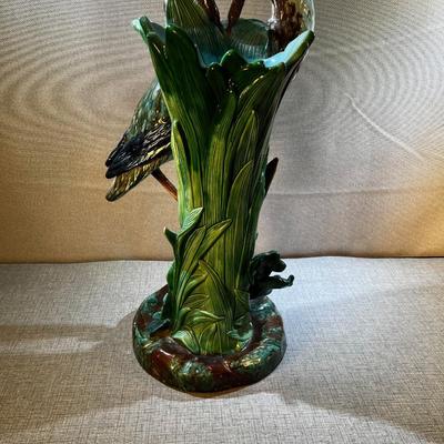 Antique Majolica Stork/Egret/Heron Vase Stick Stand? Holdcroft?