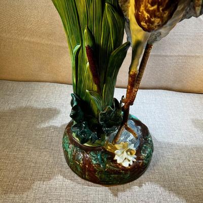 Antique Majolica Stork/Egret/Heron Vase Stick Stand? Holdcroft?