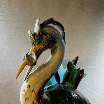 Antique Majolica Stork/Egret/Heron Vase Stick Stand? Holdcroft?