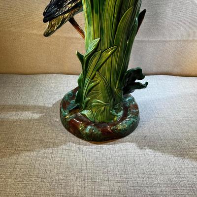 Antique Majolica Stork/Egret/Heron Vase Stick Stand? Holdcroft?