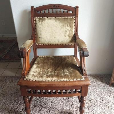 WOODEN UPHOLSTERED ARMCHAIR