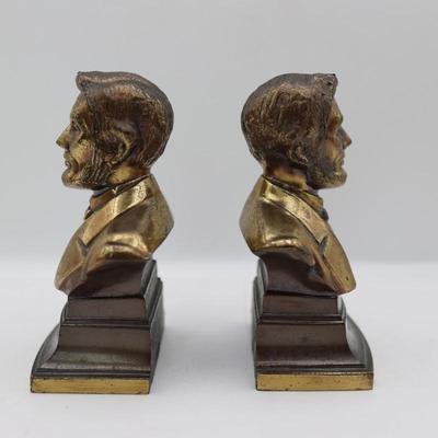 Vintage Abraham Lincoln PMC Bust Bookends