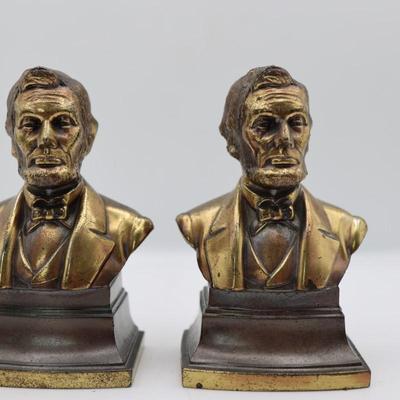 Vintage Abraham Lincoln PMC Bust Bookends