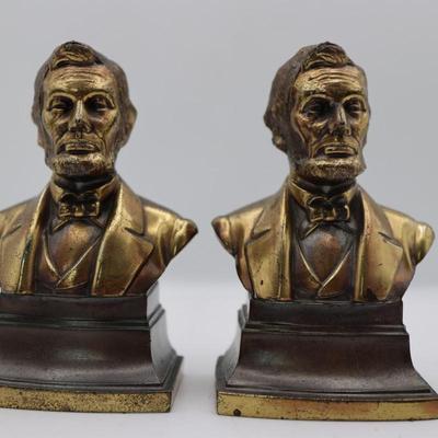 Vintage Abraham Lincoln PMC Bust Bookends