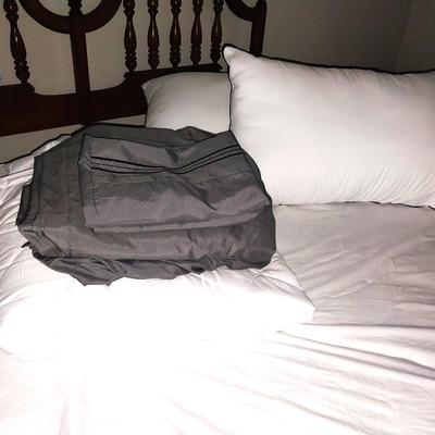 WOODEN HEADBOARD- ADJUSTABLE FRAME AND QUEEN BED SHEETS & MATTRESS PAD