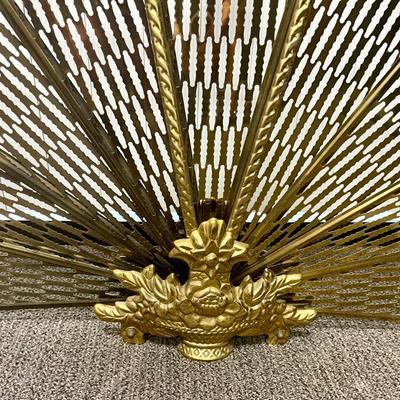 Ornate Brass Fan Fireplace Screen