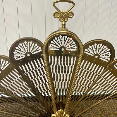 Ornate Brass Fan Fireplace Screen
