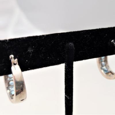 Lot #139D Sterling/Blue Topaz Loop Pierced Earrings