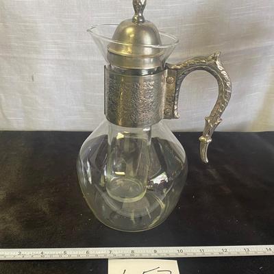 Vintage Glass and Silver Plated Water Pitcher w/insert