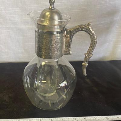 Vintage Glass and Silver Plated Water Pitcher w/insert