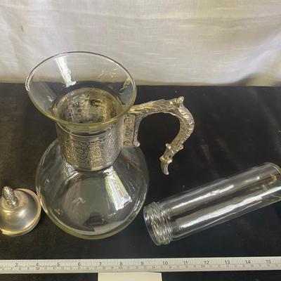 Vintage Glass and Silver Plated Water Pitcher w/insert