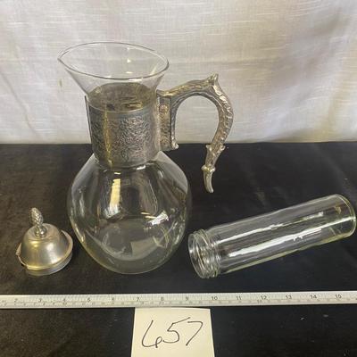 Vintage Glass and Silver Plated Water Pitcher w/insert