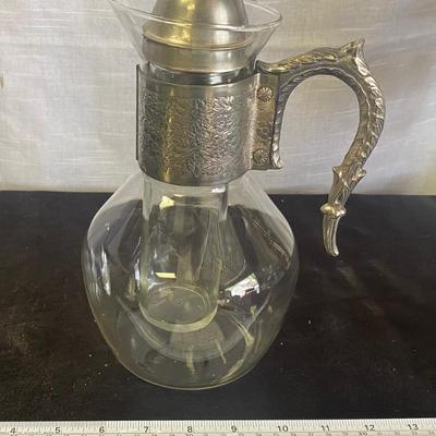 Vintage Glass and Silver Plated Water Pitcher w/insert