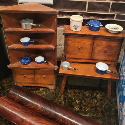 MISC ITEMS; POGS, DOLL HOUSE FURNITURE, CRAFT STICKS & MUCH MORE