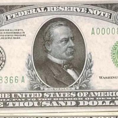 1934 US $1000 Federal Reserve Note XF + Kansas, MO