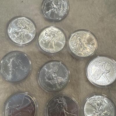 Lot of (10) SILVER EAGLES .999 Fine Silver