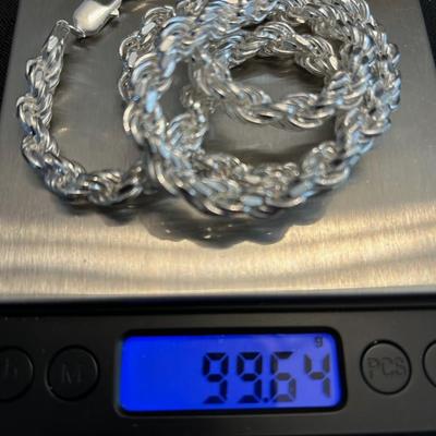 New 24 INCH Diamond Cut Rope chain 7mm 99 Grams