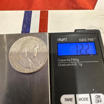 1961 P BENJAMIN FRANKLIN 12.2 XVF SILVER HALF