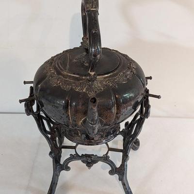 Vintage Tilt Tea Pot Coffee Stand & Warmer Burner Set