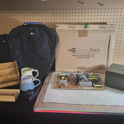 CASE LOGIC BAGS, CLAY MUGS, CASH BOX AND MORE