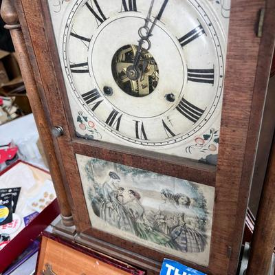 Antique clock, Hanging oval mirror, Leroy lettering machine
