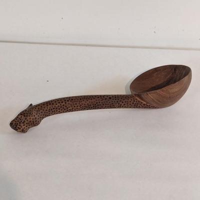 Leopard Wooden Salad Spoon Hand Carved