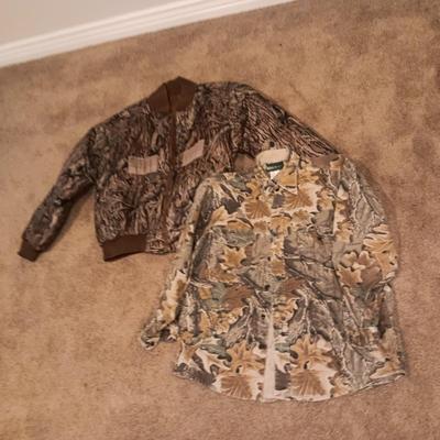 GANDER MOUNTAIN FLEECE SHIRT AND COLUMBIA LINED JACKET (L)