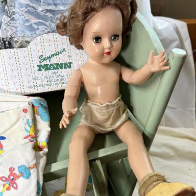 Dolls and doll cradle and bunkbed with ladder