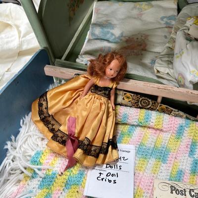 Dolls and doll cradle and bunkbed with ladder