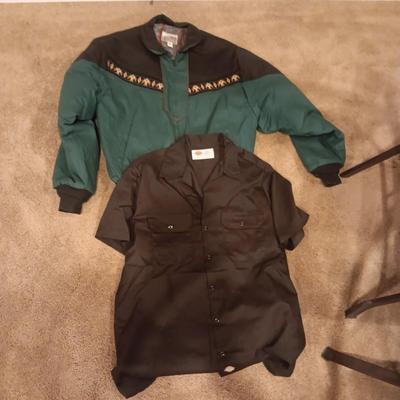 EXPRESS RIDERS LINED JACKET (L) AND A DICKIES SHIRT (L)