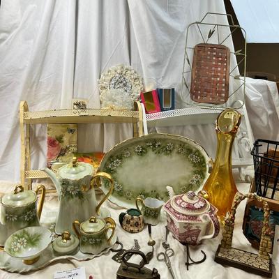 Hand Painted China, MCM racks and collectibles