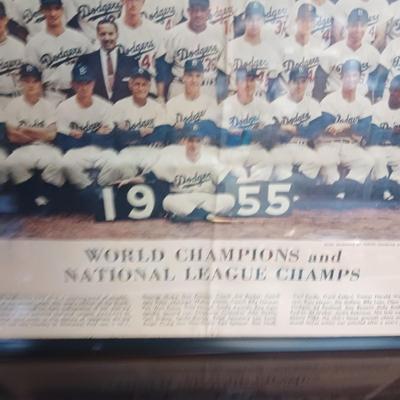 DENVER BRONCO PENDANT AND FRAMED SPORTS NEWSPRINT