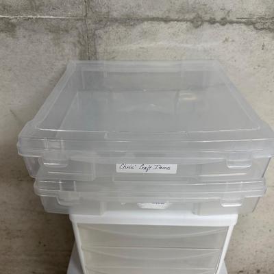 LARGEDRAWER ORGANIZER ON WHEELS, 3 DRAWER AND 2 SMALLER TOTES