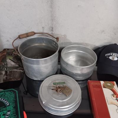 BOOKS ON RELOADING, BALL CAPS, KNIT HAT AND MESS KIT