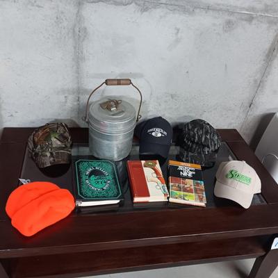 BOOKS ON RELOADING, BALL CAPS, KNIT HAT AND MESS KIT