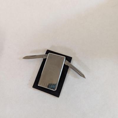 Engraved "WS" Money Clip Folding Cutlery/Nail File