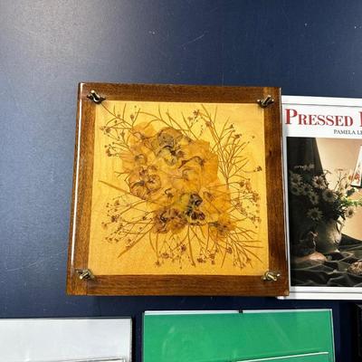 DRIED FLOWER PRESS W/BOOK AND PICTURE FRAMES