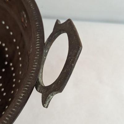 Vintage Copper Colander With Handles