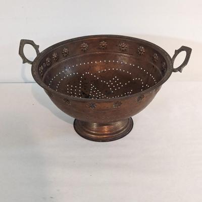 Vintage Copper Colander With Handles