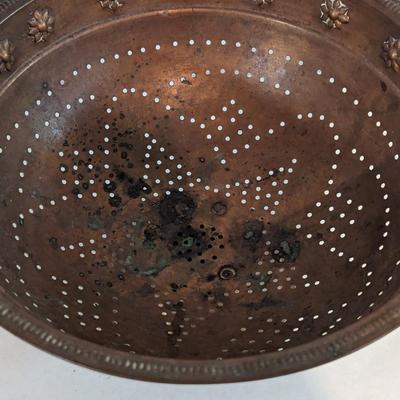 Vintage Copper Colander With Handles